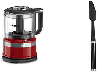 KitchenAid KFC3516ER 3.5 Cup Food Chopper, Empire Red with KitchenAid Classic Jar Spatula, One size, Black