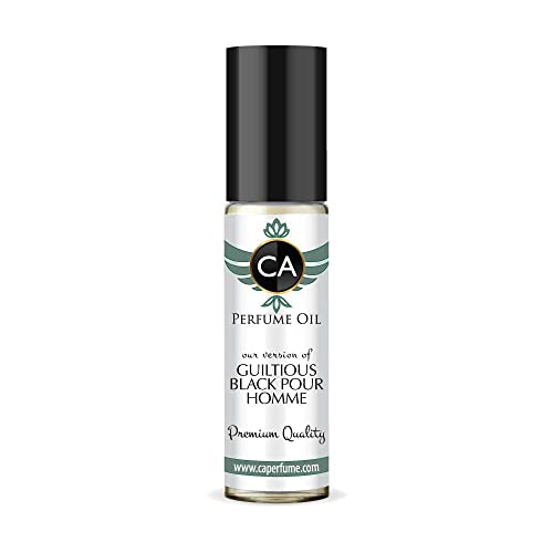 CA Perfume Impression of Guiltious Black Pour Homme For Men Replica Fragrance Body Oil Dupes Alcohol-Free Essential Aromatherapy Sample Travel Size Concentrated Long Lasting Roll-On 0.3 Fl Oz/10ml