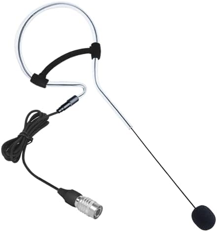 Black Single Earset Headset Microphone Headworn Over Ear Hanging Condenser Mic Compatible with Audio-Technica Wireless Bodypack Transmitter System with Hirose 4 Pin Plug