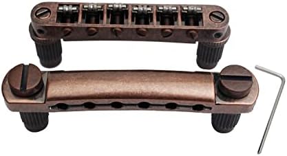 Guyker Guitar Tune-O-Matic Bridge and Stop Bar Tailpiece Combo Replacement Compatible with LP SG EPI 6 String Electric Guitar(GS001 + GM005, bronze)