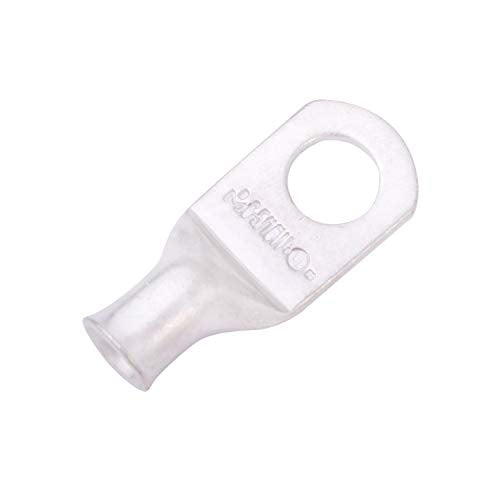 SELTERM 10pcs 6 AWG-5/16 Stud (Wide Pad) Tinned Copper Wire Lugs, Heavy Duty Battery Cable Ends,6 Gauge Ring Terminals, UL Battery Lugs Marine Grade Copper Eyelets Battery Terminal Connectors