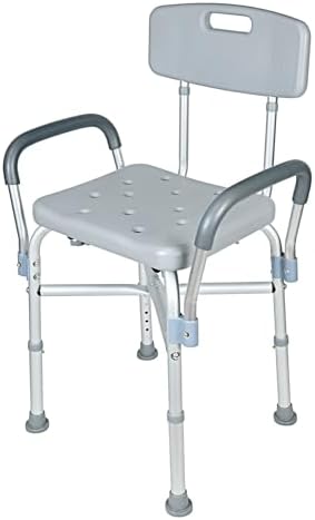 UNICOO® Adjustable Shower Chair for Inside Shower | Lightweight Bath Chair with Detachable Backrest, Arms, and Drain Holes for Elderly and Disabled, Safety Legs, and Padded Armrests | Shower Stool