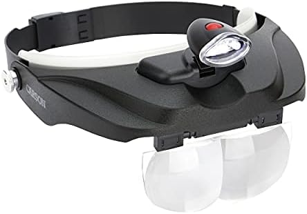 Carson Pro Series MagniVisor Deluxe Head-Worn LED Lighted Magnifier with 4 Different Lenses (1.5x, 2x, 2.5x, 3x) (CP-60)