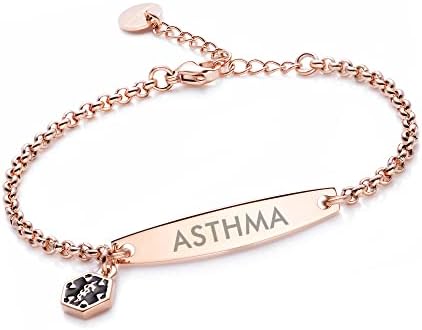 LinnaLove-Pre-engraved Simple Rolo chain Medical alert id bracelet for Women