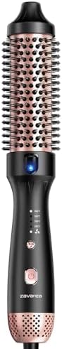 Thermal Brush for Blowout Look, Zavarea CarePro 1.5 Inch Negative Ion Thermal Brush with Cool-Air Tech, Easy to Make Hair Shinier & Smoother, 3-in-1 Heated Styler with Dual Voltage, Black