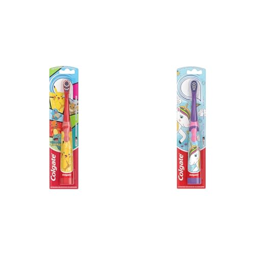 Colgate Kids Battery Powered Toothbrush, Unicorn, Extra Soft, With AA Battery, Ages 3 and Up, 1 Pack