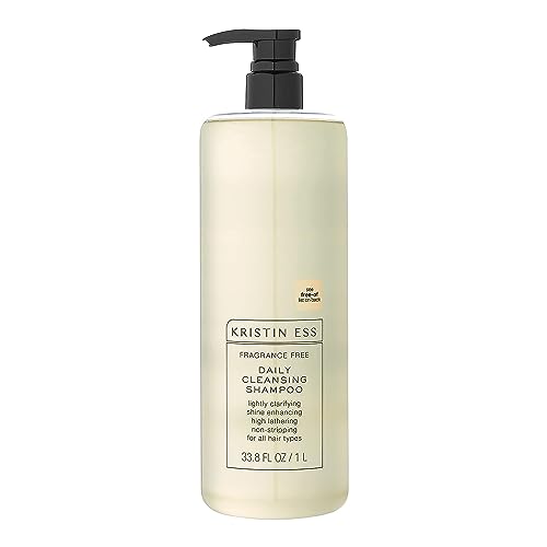 Kristin Ess Hair Fragrance Free Daily Cleansing Shampoo for Sensitive Skin or Scalp - Lightly Clarifying, Shine Enhancing + Hydrating - Vegan, Color + Keratin Safe, Silicone + Sulfate Free 33.8 fl oz