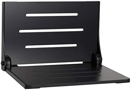 Seachrome SHAF-185155-PBS-S-MB High Back Silhouette Folding Wall Mount Shower Bench Seat with Matte Black Frame