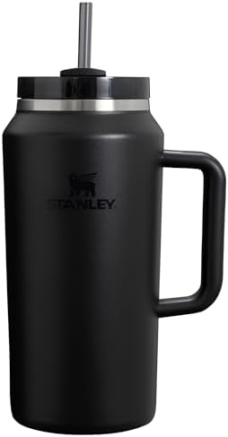 Stanley Quencher H2.0 Tumbler with Handle & Straw 64 oz | Flowstate 3-Position Lid | Large Capacity for Travel & Sports | Insulated Stainless Steel Cup | BPA-Free | Black 2.0