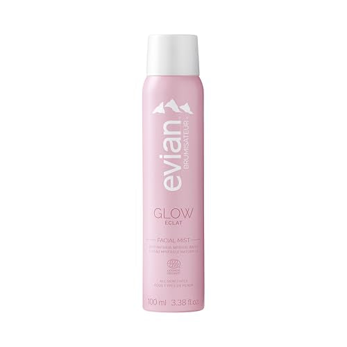 Evian Glow Facial Mist - Boost Radiance - Nourish Skin - Enhance Makeup - Organic - All Skin Types - French Alps Skincare