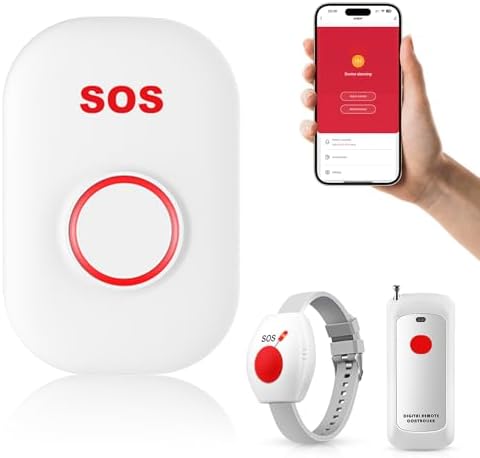 Life Alert Systems for Seniors No Monthly Fee Wi-Fi APP Control Elderly Alarm Call Button Caregiver Pager for 1 Call Button 1 Watch Button 1 Receiver(Only Supports 2.4GHz Wi-Fi) (Fxpager2)