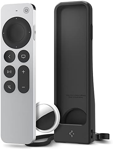 Spigen Silicone Fit Designed for Apple TV 4K 2021/2022 Siri Remote Anti-Slip Shockproof Case Compatible with AirTag - Black