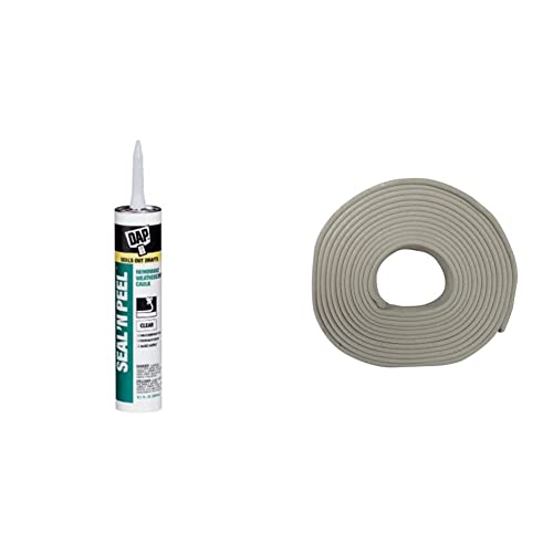 Dap 18354 Seal 'N Peel Removable Caulk, 10.1-Ounce & Frost King Indoor & Outdoor B2 Mortite Caulking Cord 19-Ounce 90-Foot Long, Grey, Gray