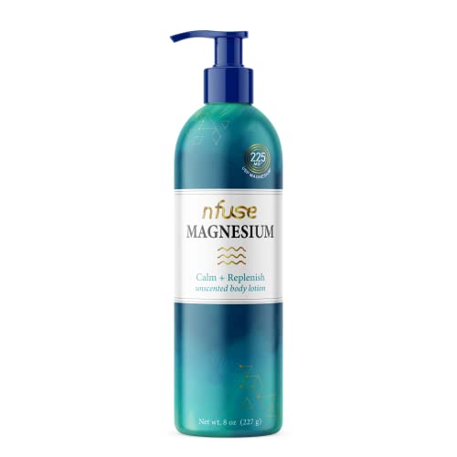 nfuse Natural Magnesium Body Lotion | Mg++ Delivery Technology | Pure Magnesium Chloride U.S.P. | Fragrance Free - Unscented: Calm + Replenish - 8 oz