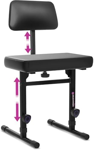 Liquid Stands Piano Bench Adjustable Stool – Music Keyboard Bench with Backrest Seat for Piano Keyboard Stand with Black Padded Cushion for Musicians Piano Stool Chair