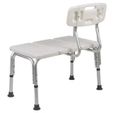 Flash Furniture HERCULES Series 300 Lb. Capacity Adjustable White Bath & Shower Transfer Bench with Back and Side Arm