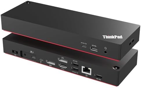 Thinkpad 40B00300 Thunderbolt 4 Universal Docking Station for Laptops, 4 External Displays, Power Charging up to 230W + ITSPWR Bundle Contains HDMI 4K Cable + DP Cable+ Cleaning Cloth
