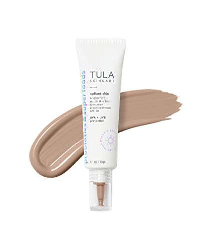TULA Skin Care Radiant Skin Brightening Serum Skin Tint SPF | Facial Sunscreen Provides Broad Spectrum SPF 30 Protection, Tinted, Serum-Light Formula Brightens and Evens Skin | 1.0 fl. oz.