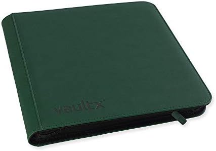 Vault X Premium Exo-Tec Zip Binder 12 Pocket, 20 Double-Sided Pages for 480 Side-Loading Slots for Board, Collectible or Trading Card Game Protective Folder Album (Green)