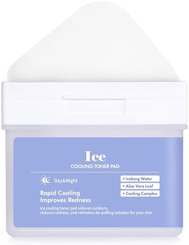 DERMAL Ice Cooling Toner Pad - Korean Soothing & Hydrating Toner Pads with Aloe Vera - After Suncare, Sunburn Relief, Redness Relief - Vegan Square Pads - High Capacity, 120 Pads