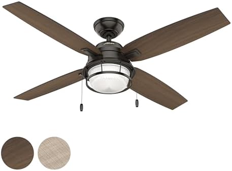 Hunter 52 inch. Outdoor Ceiling Fan in Noble Bronze with LED Light kit (Renewed)