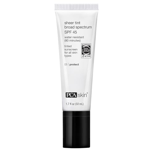 PCA SKIN Sheer Tint Broad Spectrum SPF 45 - Universally-Tinted Water-Resistant Hydrating Sunscreen for Use Alone or Under Foundation & Makeup (1.7 fl oz)