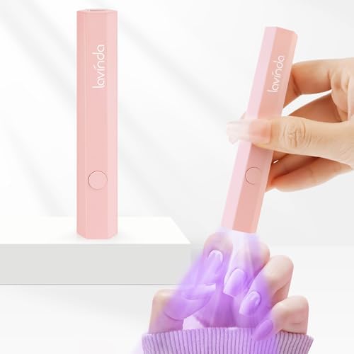 Lavinda Handheld UV Light for Gel Nails, Portable Mini Nail Light, Cordless Rechargeable UV LED Nail Lamp Nail Dryer for Fast Curing Gel Polish Nail Glue Gel USB Flashlight Pink