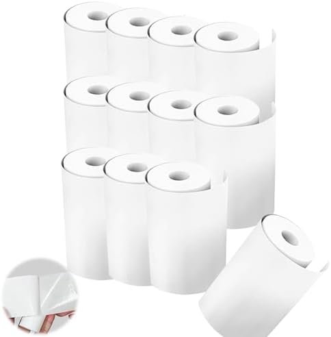 12Rolls Mini Printer Paper, Thermal Sticker Paper,Self-adhesive, Instant Camera Print Refill Paper，photo Printer Label Compatible with Kidizoom Print Camera Most Kids Instant Camera(57 * 25mm)