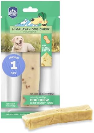 Himalayan Dog Chew Original Yak Cheese Dog Chew, Peanut Butter, 1 Medium Stick, 2.3 oz, Gluten Free, Healthy Dog Treats, Grain & Lactose Free 100% Natural, Long Lasting Dog Chews for Dogs Under 35 lbs
