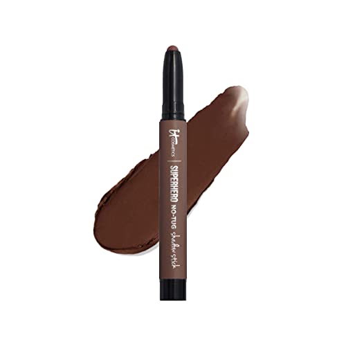IT Cosmetics Superhero No-Tug Waterproof Eyeshadow Stick, Fearless Umber - Rich Matte Brown - Longwear, Blendable Cream Eyeshadow with Built-In Primer - Suitable for Sensitive Eyes - 0.05 oz