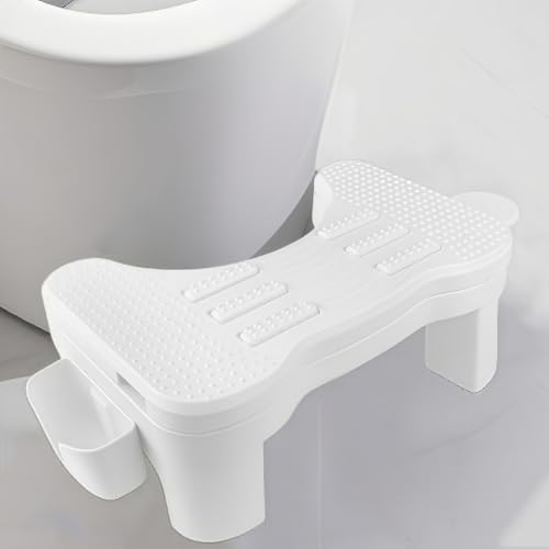 Height Adjustable Poop Stool, 6.3 in Non-Slip & Massageable Toilet Stool Squat Adult with Storage Box, Multi-Functional Portable Potty for Adults, Kids, The Elderly, Pregnant Women, Detachable