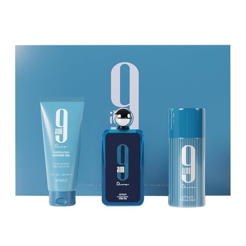 Afnan 9 Am Dive 3-Piece Set for Unisex, (3.4 Oz Eau De Parfum Spray + 5.0 Oz Shower Gel + 5.0 Oz Deodorant)