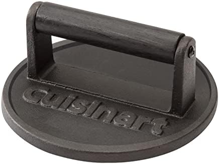 Cuisinart 6.5" Cast Iron Smashed Burger Press, Juicy and Crispy Burgers for BBQs, Cookouts