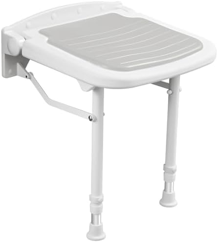 Wall Mounted Shower Seats, Support 550lbs, Adjustable Height Fold Down Shower Seat Wall Mounted, Folding Shower Bench Wall Mounted for Elderly-Adults-Pregnants-Seniors-Disabled