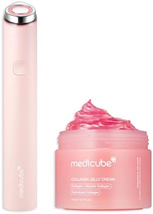 medicube Plump and Radiant Pink Duo: Mini Booster Pro Pink and Collagen Jelly Cream, 3.71 fl.oz. (110ml)