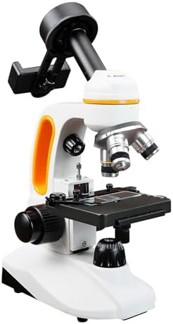 SVBONY SM202 Compound Monocular Microscope for Adults, 40X-2000X Compound Microscope Kit, Microscope with Mechanical Stage, Mobile Phone Adapter, for Lab Class Study