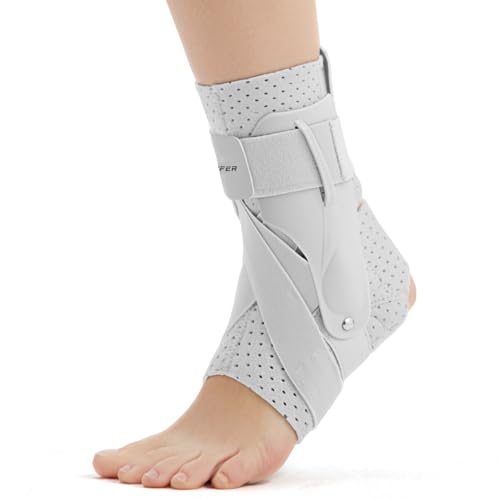 Left Ankle Brace for Women & Men - Ankle Support Sprained Ankle Brace for Achilles,Tendon,Sprain,Injury Recovery,Ankle Support Brace for Running, Basketball, Football (Grey,XL,Left)