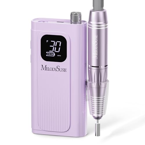 MelodySusie Professional Nail Drill 30000 RPM,Rechargeable Efile for Shaping,Buffing & Removing Gel Polish,Features Locking Chuck for Easy Use,Ideal for Manicure and Pedicure at Home or Salon (SC300F)