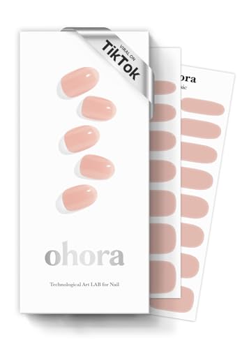 ohora Semi Cured Gel Nail Strips (N Bare Apricot) - Works with Any Nail Lamps, Salon-Quality, Long Lasting - Valentine's Day Gel Nail Wraps, Stickers, Romantic Gift Ideas