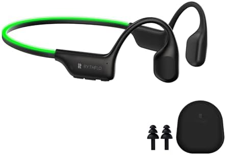 Bluetooth 5.3 Headphones, Bone Conduction Headphones w/Mic Open Ear Wireless Earbuds w/Light Bar for Running, IPX7 Waterproof 32GB MP3 for Cycling, 8Hrs Playtime Earphones for Sports Workouts