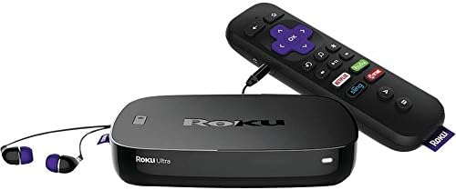 Roku Ultra | 4K UHD Streaming Media Player with HDR, Enhanced Remote with Voice Search and Headphones, Remote Finder, USB Port, Dual-Band WiFi, Ethernet, and Dolby Audio (Renewed)