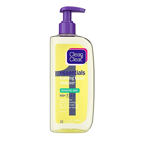 Clean & Clear Essentials Foaming Facial Cleanser Sensitive Skin, 8 Ounce (Pack of 2)