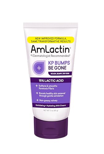 AmLactin KP Bumps Be Gone - 3 oz Keratosis Pilaris Moisturizing Cream with 15% Lactic Acid - Exfoliator and Moisturizer for Dry, Rough and Bumpy Skin (Packaging May Vary)
