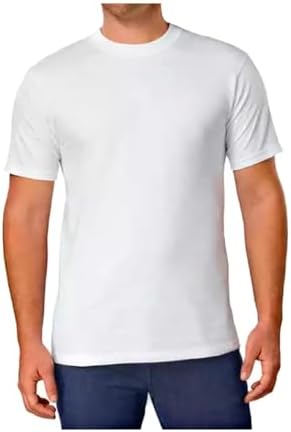 Kirkland Signature Men's Crew Neck Tee 100% Combed Heavyweight Cotton T-Shirts (Pack of 6), White, Large