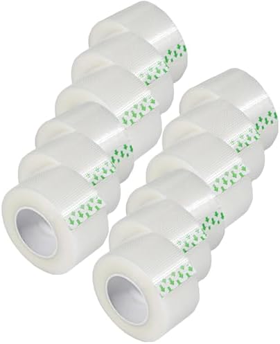Transparent Medical Tape [Pack of 12 Rolls] Clear Surgical First Aid Bandage Tape for Wound Dressing Care - 1 inch x 10 Yds Breathable Latex Free (12)