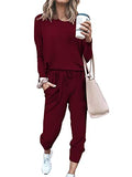 Bofell Christmas Outfits for Women 2022 Lounge Sets 2 Piece Sweatsuits Sets Casual Red M