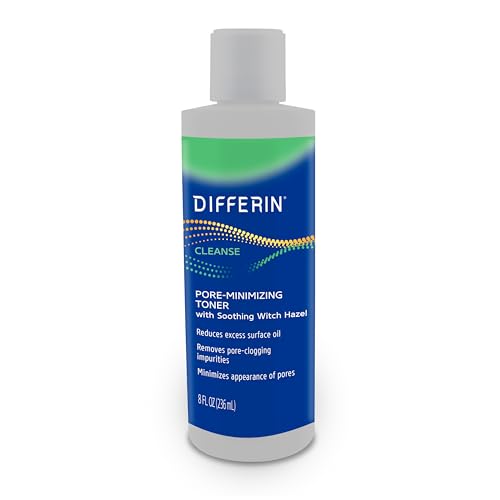 Differin Witch Hazel Toner for Face, Pore-Minimizing Skin Toner by the makers of Differin Gel, Gentle Skin Care for Acne Prone Sensitive Skin, 8 oz (Packaging May Vary)