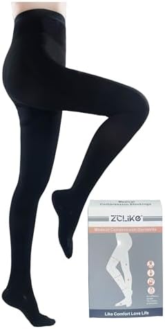 ZCLIKE® Medical Compression Pantyhose Closed Toe Stockings for Women&Men 20-30mmHg All-Season Comfort Advanced Support for Varicose Veins Edema DVT Plus Size