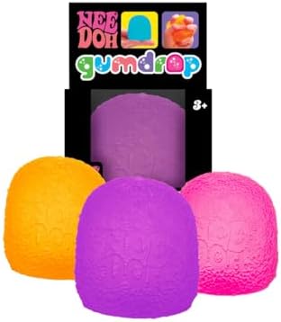 Schylling NeeDoh Gumdrop Textured Sensory Fidget Toy Colors May Vary (3 Pack)