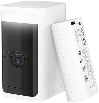 WYZE Battery Cam Pro, Wireless, No Hub, 2K HDR IP65 Outdoor/Indoor Smart Security Camera, Color Night Vision, Integrated Spotlight & Siren, Rechargeable Battery, 2-Way Audio, White, 1-Pack (Renewed)